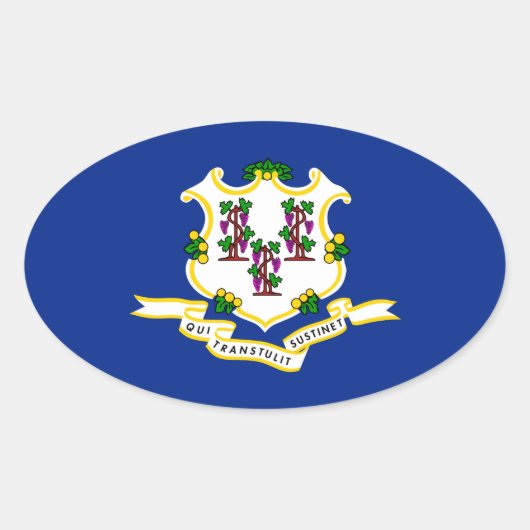 Sticker Ovale Conception de l'indicateur d'état Connecticut (Devant)