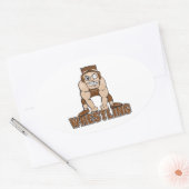 Sticker Ovale conception de lutte de lutteur fou (Enveloppe)