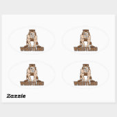 Sticker Ovale conception de lutte de lutteur fou (Feuille)