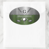 Sticker Ovale Conception de monogramme de golf personnalisé (Sac)
