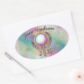 Sticker Ovale Conception de monogramme personnalisé pour golfeus (Enveloppe)