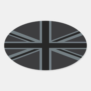 Sticker Ovale Conception du drapeau Union Jack noir