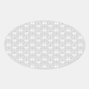 Sticker Ovale Conception grise blanche et en pastel de damassé