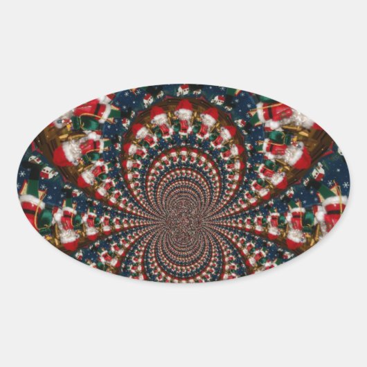 Sticker Ovale Conception Kaleidoscope Père Noël spéciale (Devant)
