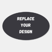 Sticker Ovale Conception simple noire personnalisée Ajouter une (Devant)