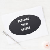 Sticker Ovale Conception simple noire personnalisée Ajouter une (Enveloppe)