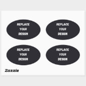 Sticker Ovale Conception simple noire personnalisée Ajouter une (Feuille)