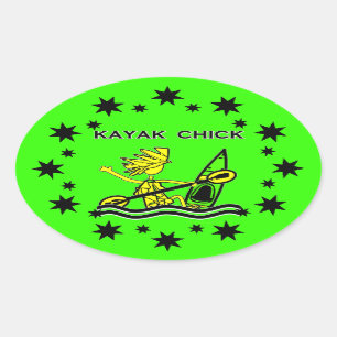 Sticker Ovale Conceptions et choses de poussin de kayak