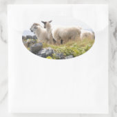 Sticker Ovale Conceptions originales - Moutons dans un champ (Sac)
