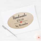 Sticker Ovale Conçu à la main avec un script love kraft personna (Enveloppe)