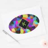 Sticker Ovale Confetti monogrammé dans les tons bijoux (Enveloppe)