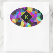 Sticker Ovale Confetti monogrammé dans les tons bijoux (Sac)
