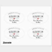 Sticker Ovale confiture de bleuet simple blanc fait maison avec  (Feuille)