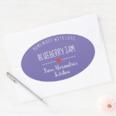 Sticker Ovale confiture de bleuet violet fait maison avec amour  (Enveloppe)
