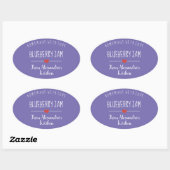 Sticker Ovale confiture de bleuet violet fait maison avec amour  (Feuille)