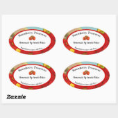 Sticker Ovale Confiture de fraises ou de biscuits fabriqués mais (Feuille)