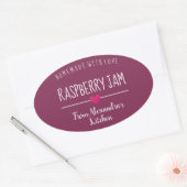 Sticker Ovale Confiture de framboise moderne violet fait maison  (Enveloppe)