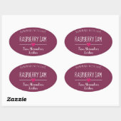 Sticker Ovale Confiture de framboise moderne violet fait maison  (Feuille)