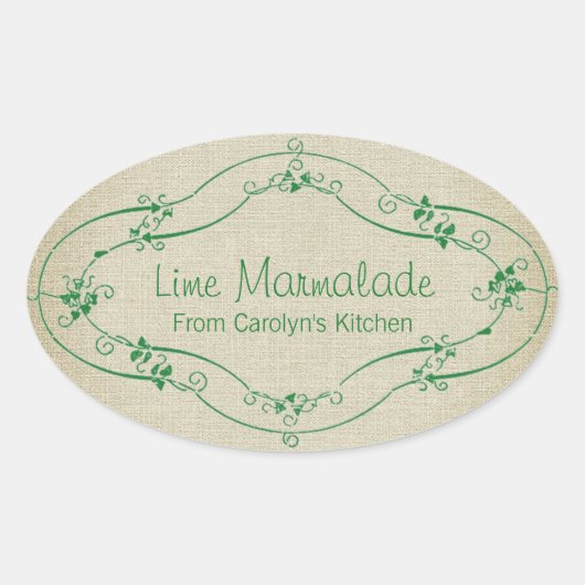 Sticker Ovale Confiture Simple Jam Marmelade  Linge Rustique (Devant)