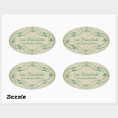 Sticker Ovale Confiture Simple Jam Marmelade  Linge Rustique (Feuille)