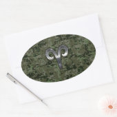 Sticker Ovale Connexion Zodiac Aries sur Camion numérique vert W (Enveloppe)