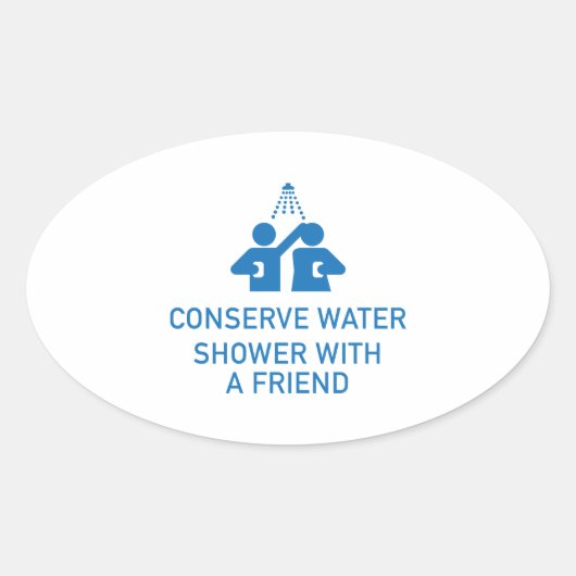 Sticker Ovale Conserver Douche À Eau Avec Un Ami (Devant)