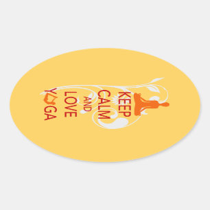 Sticker Ovale Conserver le calme et l'amour Yoga - design amusan