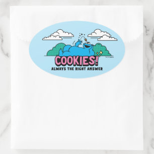 Sticker Ovale Cookie Monster   Les cookies sont toujours la bonn