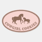 Sticker Ovale Cookies de fille | Cheval (Devant)