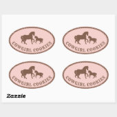 Sticker Ovale Cookies de fille | Cheval (Feuille)