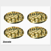 Sticker Ovale Cool Chess Board with Nuts and Bolts (Feuille)