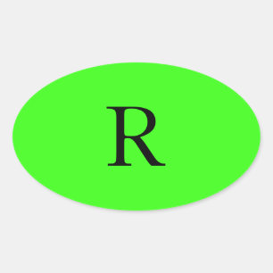 Sticker Ovale Cool couleur unie vert néon initial