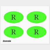 Sticker Ovale Cool couleur unie vert néon initial (Feuille)