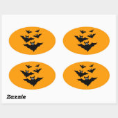 Sticker Ovale Cool mignon chauves chauves-souris Black Flying Ha (Feuille)