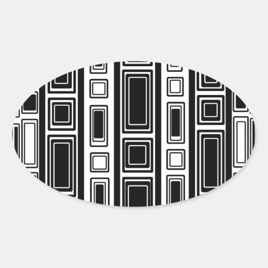 Sticker Ovale Cool moderne noir et blanc rectangle design (Devant)