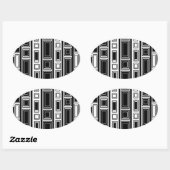 Sticker Ovale Cool moderne noir et blanc rectangle design (Feuille)