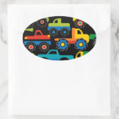 Sticker Ovale Cool Monsters Camions Transport Cadeaux pour garço (Sac)