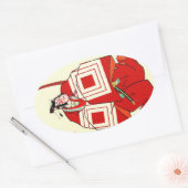 Sticker Ovale Cool Oriental Shibaraku SAmurai tatouage (Enveloppe)