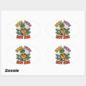 Sticker Ovale Cool Pine Hot Sun Retro Pineapple Summer Vibes (Feuille)