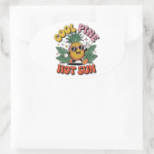 Sticker Ovale Cool Pine Hot Sun Retro Pineapple Summer Vibes (Sac)