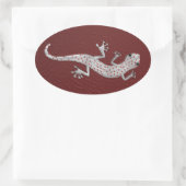 Sticker Ovale Cool rouge blanc points lézard effets métal argent (Sac)