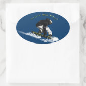 Sticker Ovale Cool Snow Boarder Hiver Sports Thème (Sac)