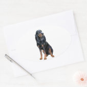Sticker Ovale Coonhound américain noir et feu (Enveloppe)