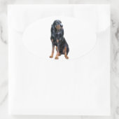 Sticker Ovale Coonhound américain noir et feu (Sac)