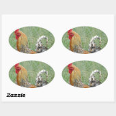 Sticker Ovale Coq (Feuille)