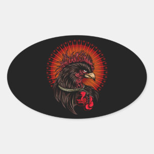 Sticker Ovale Coq de boîte