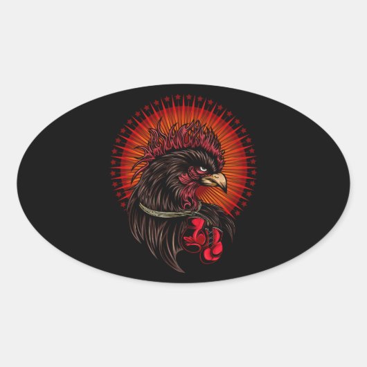 Sticker Ovale Coq de boîte (Devant)