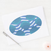 Sticker Ovale Coquillage vintage Et Motif Vagues (Enveloppe)