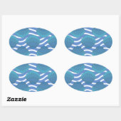 Sticker Ovale Coquillage vintage Et Motif Vagues (Feuille)