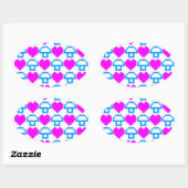 Sticker Ovale Corey Tiger Champignons Cœurs 8 bits 80s (Feuille)